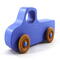Handmade wood toy truck painted blue with metallic sapphire blue trim and nonmarking amber shellac wheels from my Play Pal Collection.