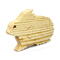 A handmade wooden three-part bunny rabbit puzzle is perfect for young children.