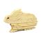 A handmade wooden three-part bunny rabbit puzzle is perfect for young children.