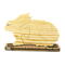 A handmade wooden three-part bunny rabbit puzzle is perfect for young children.