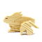 A handmade wooden three-part bunny rabbit puzzle is perfect for young children.