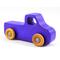 A handmade wooden toy pickup truck painted with bright blue and metallic sapphire blue paint. The wheels are finished with non-marring amber shellac. This toy is part of my Play Pal Collection.