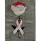 Pink ribbon with rose on green mist towel