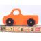 A handmade wooden toy pickup truck painted Pumpkin Orange and Black from my Play Pal Collection