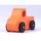A handmade wooden toy pickup truck painted Pumpkin Orange and Black from my Play Pal Collection
