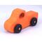 A handmade wooden toy pickup truck painted Pumpkin Orange and Black from my Play Pal Collection