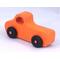 A handmade wooden toy pickup truck painted Pumpkin Orange and Black from my Play Pal Collection