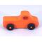 A handmade wooden toy pickup truck painted Pumpkin Orange and Black from my Play Pal Collection