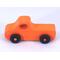 A handmade wooden toy pickup truck painted Pumpkin Orange and Black from my Play Pal Collection