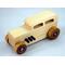Handmade wooden toy car Hot Rod '32 Sedan finished with polyurethane, metallic purple and black trim, and nonmarring amber shellac wheels.