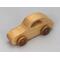 Handmade Wood Toy Car Hand Finished With Clear And Amber Shellac And Trimmed With Metallic Saphire Blue Acrylic Paint