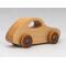 Handmade Wood Toy Car Hand Finished With Clear And Amber Shellac And Trimmed With Metallic Saphire Blue Acrylic Paint