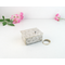 small trinket box upcycled from vintage silverplate platter. Hinge lid, garnet on lid
