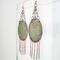 Paisley-impressed 2-inch copper disc Chandelier Boho Earrings Emerald green and antiqued Patina, Melted Twists of Copper Dangles, Argentium 935 Sterling Silver Ear Wires