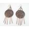 Paisley-impressed 2-inch copper disc Chandelier Boho Earrings neutral copper antiqued Patina, Melted Twists of Copper Dangles, Argentium 935 Sterling Silver Ear Wires