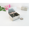small trinket box upcycled from vintage silverplate platter. Hinge lid, garnet on lid