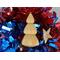 Handmade Wood Birdhouse Ornament Collectable Christmas Tree Ornament shapeed like a Christmas tree. Made from select-grade hardwoods, hand-sanded, and finished with a custom blend of oils and waxes using traditional woodworking tools.