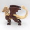Handmade wood dragon figurine made from select grade contrasting hardwoods and hand-finished with a custom mixture of mineral oil and waxes.