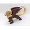 Handmade wood dragon figurine made from select grade contrasting hardwoods and hand-finished with a custom mixture of mineral oil and waxes.