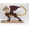 Handmade wood dragon figurine made from select grade contrasting hardwoods and hand-finished with a custom mixture of mineral oil and waxes.