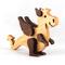 Handmade wood baby dragon fantasy animal figurine made from select grade contrasting hardwoods and hand finished with a durable custom blend of mineral oil and waxes.