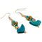 Turquoise Gold Silver Bird Earrings
