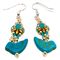 Turquoise Gold Silver Bird Earrings