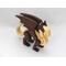 Handmade wood dragon figurine made from premium contrasting color hardwoods and hand finished with a custom blend of oils and waxes applied hot for deep penetration durability, the perfect gift for any dragon lover.