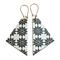 Black and white snowflake earrings. Fabric and wood dangle earrings by Madera Design Studio