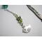 Pretty silver hummingbird and dark seafoam sea glass, beaded chain bookmark.