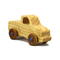 Handmade wooden toy pickup truck finished with a blend of mineral oil and beeswax and painted with metallic sapphire blue trim.