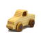 Handmade wooden toy pickup truck finished with a blend of mineral oil and beeswax and painted with metallic sapphire blue trim.