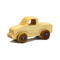Handmade wooden toy pickup truck finished with a blend of mineral oil and beeswax and painted with metallic sapphire blue trim.