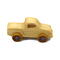 Handmade wooden toy pickup truck finished with a blend of mineral oil and beeswax and painted with metallic sapphire blue trim.