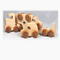 Handmade wooden toy truck play set includes three cars and a tractor-trailer finished with clear and amber shellac with metallic sapphire blue trim.