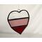 Stained glass heart in red, rose and clear stripes