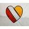 Stained glass heart with red, clear, and orange stripes