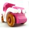 Handmade wooden toy car model-t sedan finished with hot pink and white acrylic paint with nonmaring amber shellac coated spoked wheels from my Bad Bob'S Custom Motors Collection.