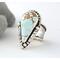 Sz 6.5 Teardrop pastel blue with brown matrix Sand Hill Turquoise Sterling silver Statement ring, tapered wide band, bezel set accents