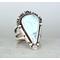 Sz 7.5 Teardrop pastel blue with brown matrix Sand Hill Turquoise Sterling Silver Statement ring, tapered wide open band, bezel accents
