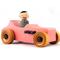 Handmade and painted wooden toy car '27 T-Bucket with peg doll driver. Pink and black paint with non-marking amber shellac. Made to order.