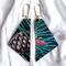 Winter pine earrings - wood and fabric dangle earrings