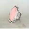 Large oval Pink Conch Cabochon Sterling Silver Statement ring for women, girls, unisex adults, tapered wide band, bezel sz 7