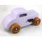 Handmade wooden toy car Hot Rod '32 deuce coupe painted lavender/amethyst with metallic purple and black trim. Nonmarring amber shellac wheels.