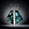 Acorn Earrings. Wood and fabric pattern dangling earrings by Madera Design Studio