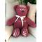 Maroon Memory Bear with White Words and a Ribbon