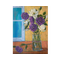 white and purple flowers in glass vase still life painting