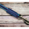 purple and turquoise paracord dog leash 55" with extra handle, close up of clip end