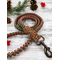 red and greed paracord dog leash 60" hugs and kisses design