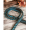 turquoise and brown paracord dog leash with extra traffic handle 58"
